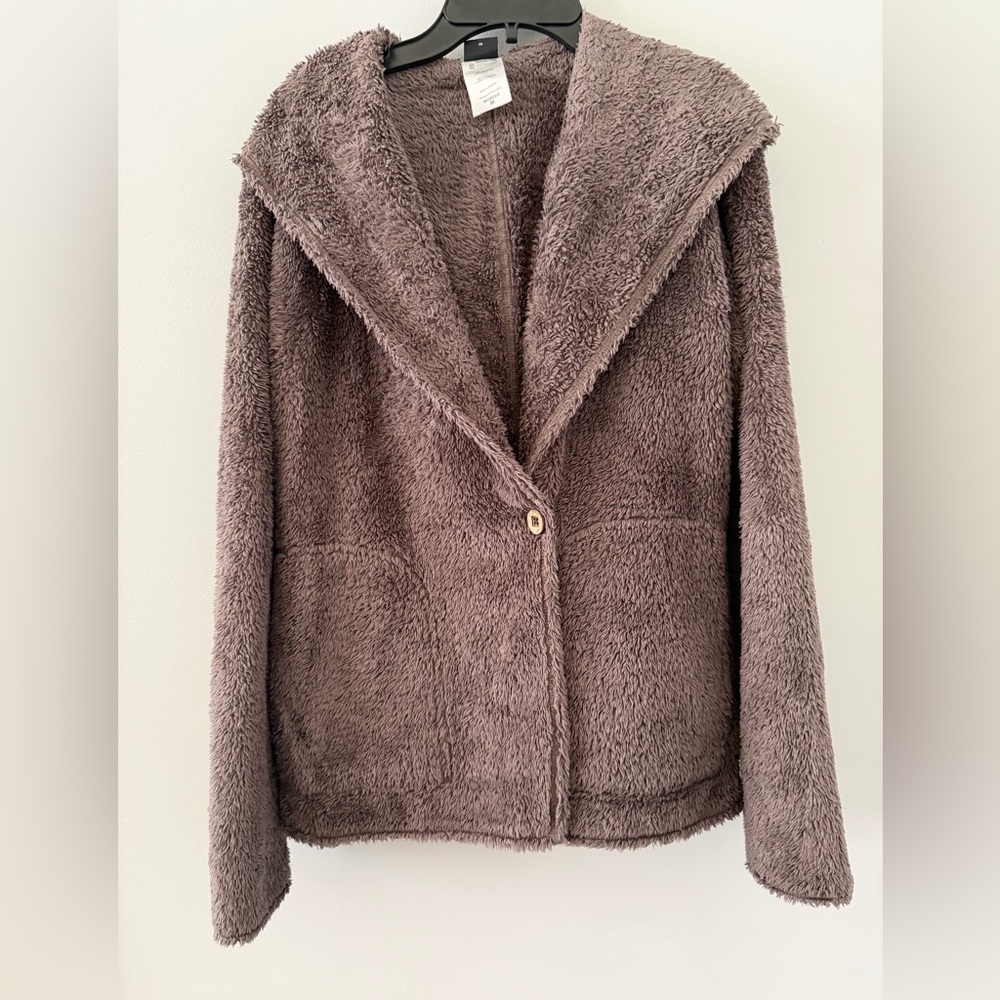 Patagonia Synchilla Plush Pile Jacket Womens M Beige Hooded Teddy Bear Wrap A818